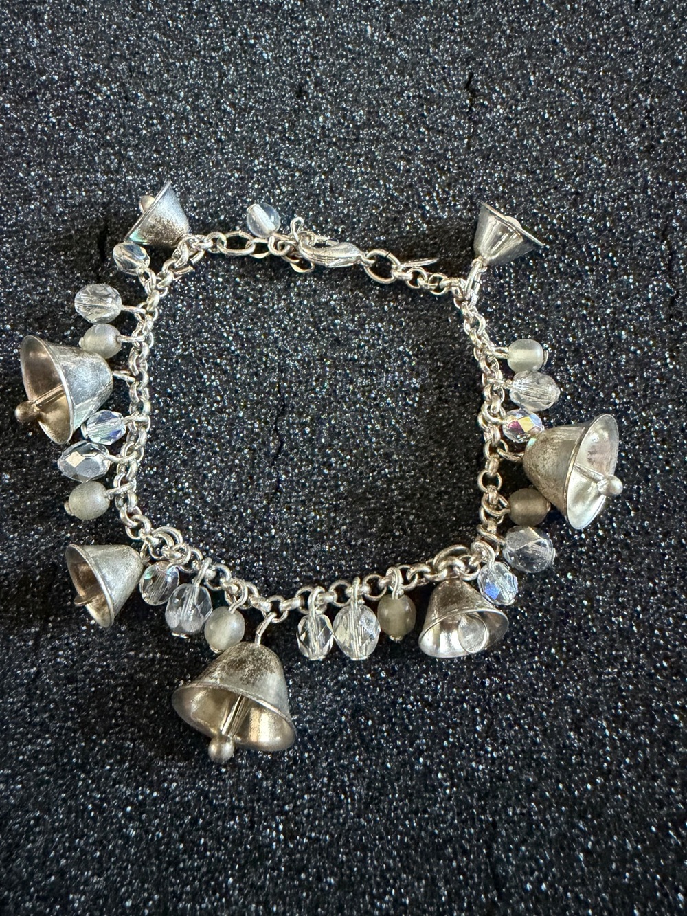 Avon Silver Tone Bells Charm Bracelet Lobster Clasp 7 inch